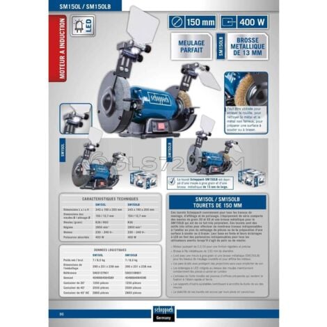 AMOLADORA PULIDORA ESMERILADORA DE BANCO ø150mm 400W SCHEPPACH SM150L