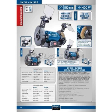 AMOLADORA PULIDORA ESMERILADORA DE BANCO ø150mm 400W SCHEPPACH SM150L