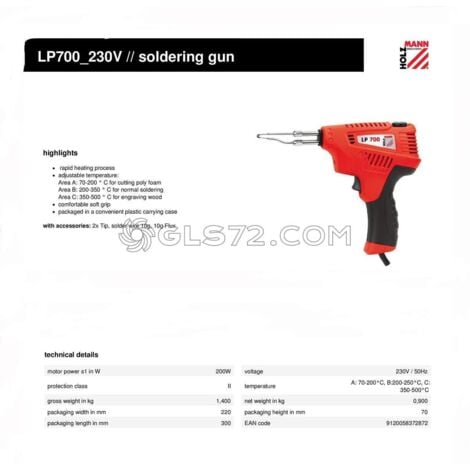 PISTOLA DE SOLDADURA ELECTRICA SOLDADOR DE ESTAÑO JUEGO SOLDAR HOLZMANN LP700