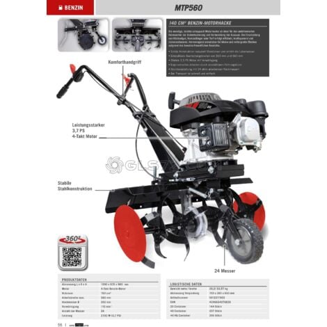 MOTOAZADAS CULTIVADORSIERPE 4 TIEMPOS GASOLINA 150CC SCHEPPACH MTP560