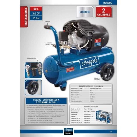 COMPRESOR DE AIRE 50LT LUBRICADO BICILÍNDRICO 230V SCHEPPACH HC53DC