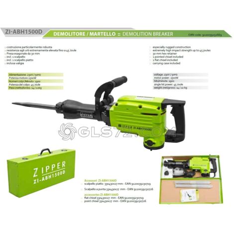 MARTILLO DE DEMOLICIÓN DEMOLEDOR 1500W ZIPPER ZI-ABH1500D