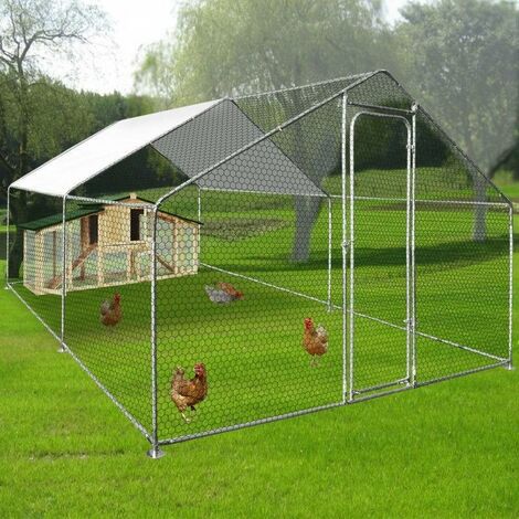 PawHut Gallinero de Exterior 2,8x3,8x1,95 m Jaula con Cerradura para Aves de  Corral de Metal Galvanizado y Cubierta Oxford - Conforama