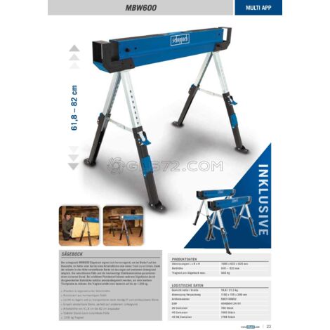 2 CABALLETES PLEGABLES SOPORTE UNIVERSAL 2 PIEZAS SCHEPPACH MWB600
