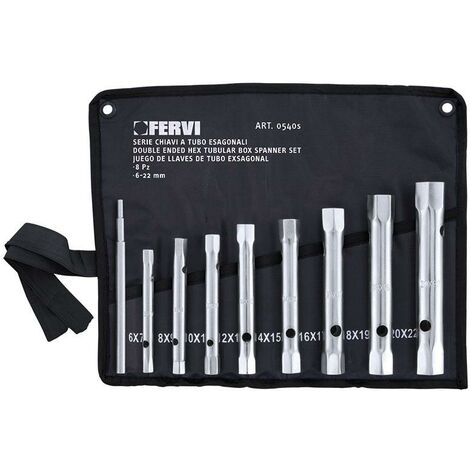 Juego de 8 llaves de vaso hexagonales de 6 a 22 mm Fervi 0540S