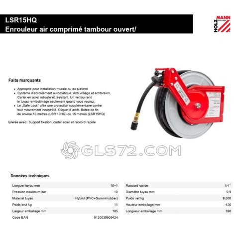 Enrollador aire carcasa metal 15mt HOLZMANN lsr15hq