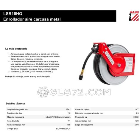 Enrollador aire carcasa metal 15mt HOLZMANN lsr15hq