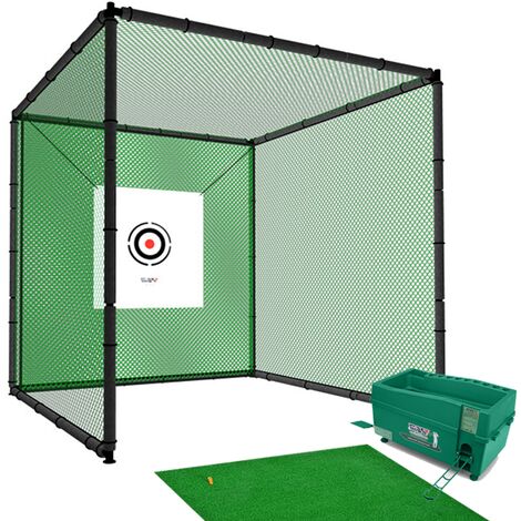 Hillman PGM 3m Heavy Duty Golf Practice Cage Practice Mat with Tee And Ball Dispenser Package