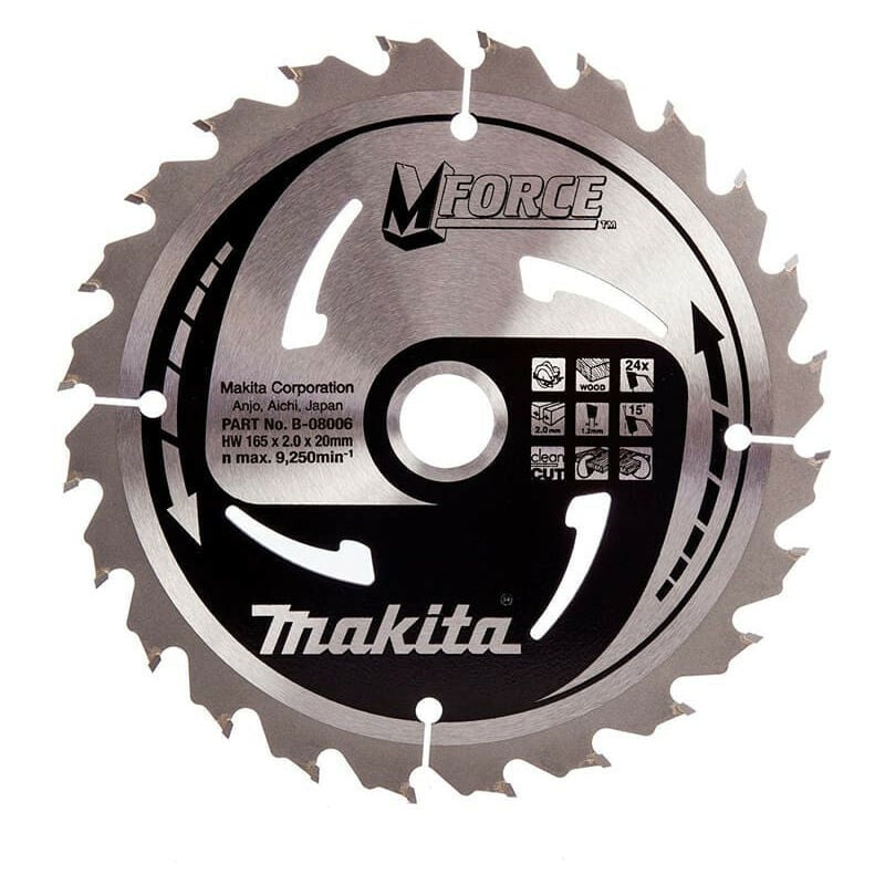 Lame carbure bois MForce 24 dents Ø165 mm - MAKITA A-89632