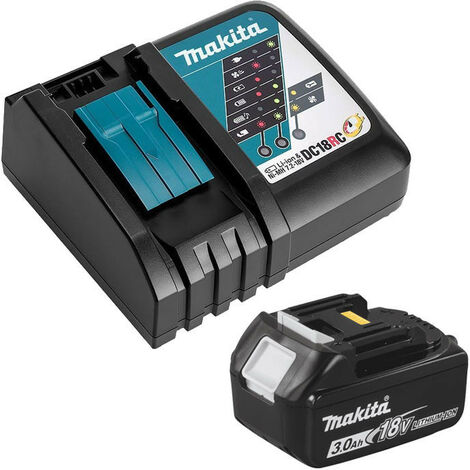Makita – Kit énergétique 191A244 18V 3Ah – Chargeur rapide DC18RC – Batterie Li-Ion 3.0Ah pour outils LXT – Temps de charge 22 min