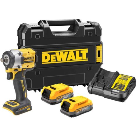 Dewalt – Boulonneuse à chocs 18V avec 2 batteries 1,7Ah – Couple max 406 Nm – Moteur sans balais – Pour espaces restreints – DCF921E2TQW