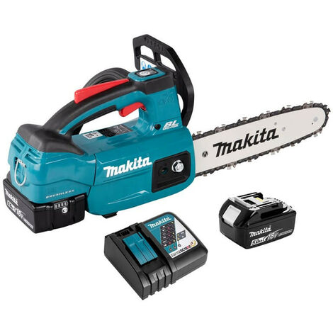 Makita – Tronçonneuse à batterie 25 cm avec 2 batteries 5.0Ah – Tension 18V – Moteur Brushless pour coupe nette – DUC254RT2