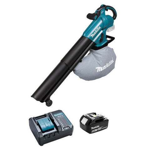Makita – Souffleur broyeur à batterie 18V avec 1 batterie 5.0Ah – Vitesse d'évacuation 64 m/s – Technologie XPT – DUB187T001