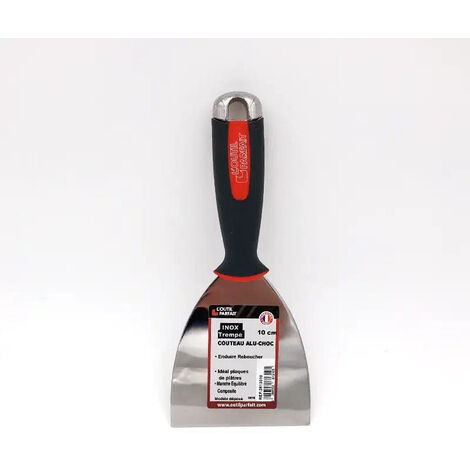 L'Outil Parfait – Couteau plaquiste alu choc 10 cm – Lame flexible en acier inoxydable – Manche bi-matière ergonomique – Embout aluminium – 2613010
