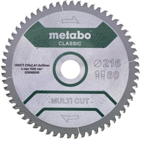 Lame de scie circulaire 216x2.4x30 mm 60D - METABO 628066000