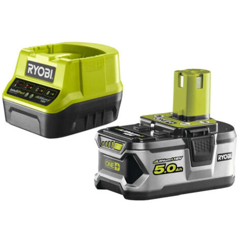 RYOBI Pack batterie 18V One+ 5.0Ah LithiumPlus - 1 chargeur rapide 2.0Ah RC18120-150