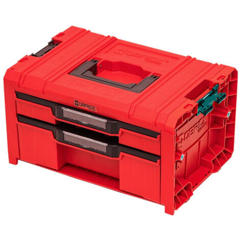 Caisse à outils PRO Drawer 2 – 450x310x244mm – 2 tiroirs coulissants avec verrouillage – Plastique ultra-durable RED ULTRA HD – Qbrick System - SKRQPROD2E2CCZEPG003