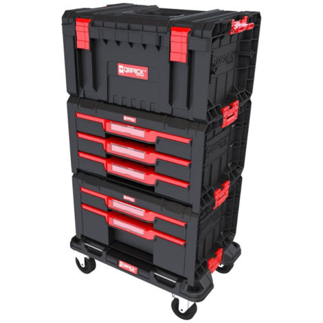 Qbrick – Caisse à outils mobile System PRO SET 2 – Étanche à l'eau et à la poussière – 5 tiroirs modulables – Roues renforcées pour mobilité sur tous terrains - Z258346PG003