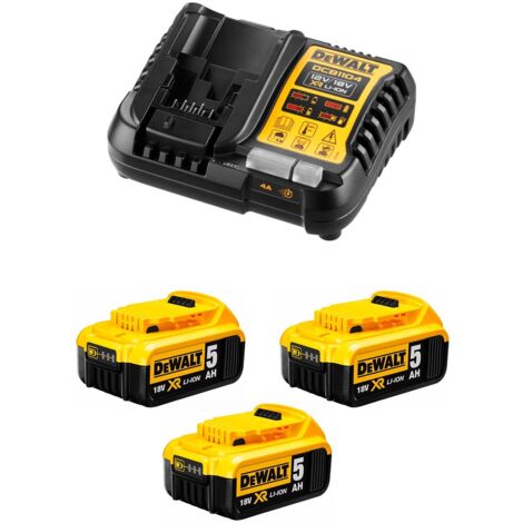 Pack power 18V XR (3x5,0 Ah) avec chargeur - DEWALT DCB1104P3-QW
