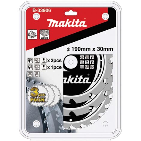 Makita – Lame de scie circulaire 190mm B33906 – Alésage 30mm – 12 et 24 dents – Carbure pour coupes nettes dans bois dur