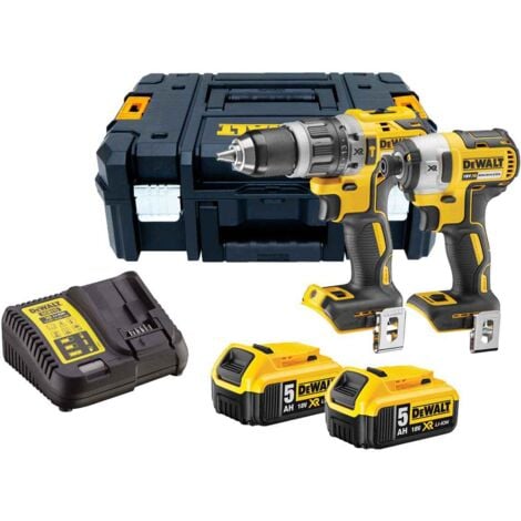 Pack Perceuse + Visseuse à chocs DEWALT DCK266P2T - 18V - 2 batteries 5Ah - Chargeur - Coffret Tstak