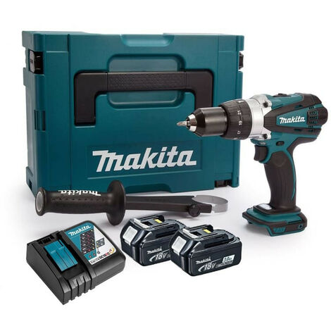Makita – Perceuse à percussion 18V LXT avec 2 batteries 3.0Ah – Moteur Brushless – Couple élevé pour perçage béton – Coffret MAKPAC