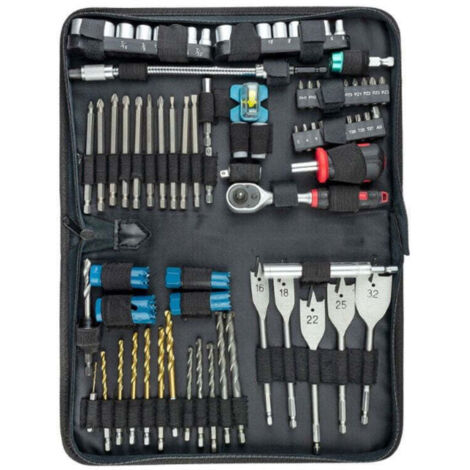 Makita – Coffret multi-outils 78 pcs – Forets HSS revêtus titane pour bois et métal – Pochette nylon zippée pour rangement pratique - P-52065