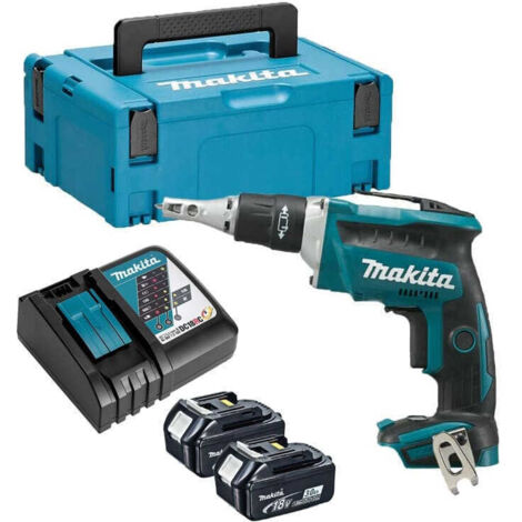 Makita – Visseuse à plaque de plâtre 18V avec 2 batteries 3.0Ah – Moteur sans balais – Technologie XPT pour protection extrême – Coffret MakPac - DFS452RFJ (1/5)