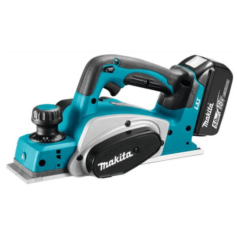 Makita – Rabot à batterie 18V avec 2 batteries 5Ah – Profondeur de rabotage 2mm – Vitesse 15 000 tr/min – Semelle en rainure V pour chanfreinage - DKP180RTJ