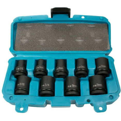 Makita – Coffret multi-outils de 9 douilles hexagonales 1/2' en acier – Compatible clés à chocs – Applications automobiles et rallye - P-46953
