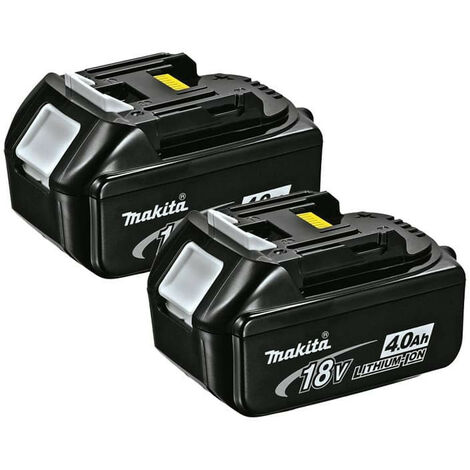 Lot de 2 batteries 18V Li-Ion 4,0 Ah – Autonomie accrue avec indicateur de charge – Compatible outils sans fil Makita