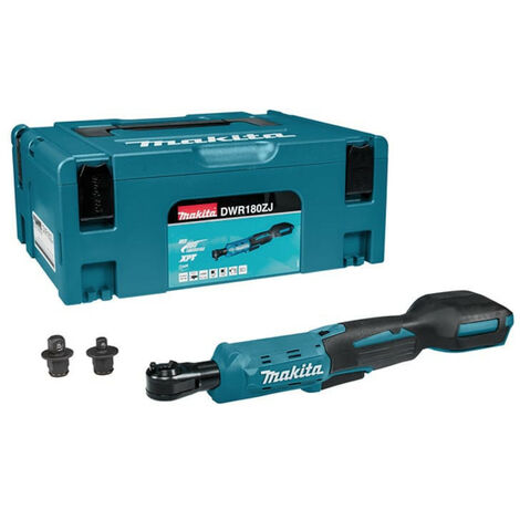 Makita – Clé à cliquet 18V 47,5Nm – Compacte avec éclairage LED – Adaptateurs 1/4'' et 3/8'' – Pour zones difficiles d'accès – DWR180ZJ