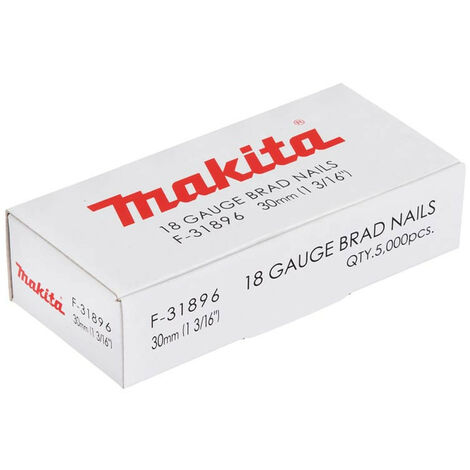 Makita – Clous à tête homme mini brads 30 mm 18 Ga galvanisés pour cloueur – Lot de 5000 pièces – F31896