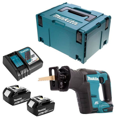 Makita – Scie sabre sans fil 18V avec 2 batteries 5Ah – Moteur Brushless – Capacité de coupe 255mm bois – DJR188RTJ