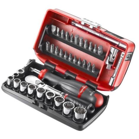 Facom – Coffret de douilles 1/4' 38 pièces – Cliquet étanche RL.161 – Douilles 5,5 à 14 mm – RLNANO1