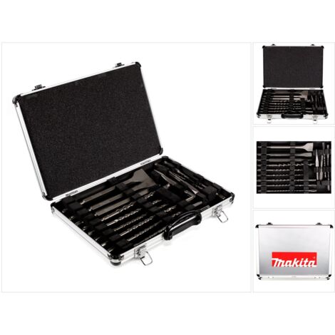 Makita – Kit de forets et burins SDS-Plus 17 pièces – Forets pour béton, brique, bois et métal – Géométrie spéciale pour perçage précis - D-21200