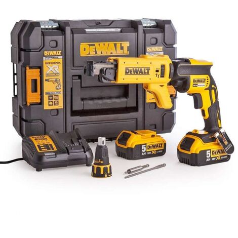 Dewalt – Visseuse à plaque de plâtre 18V avec 2 batteries 5.0Ah – Moteur Brushless 4400 tr/min – Vissage rapide en série – Coffret TSTAK inclus - DCF620P2K