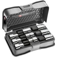 Facom – Coffret cliquet et douilles 1/2" carré – 9 pièces – Alliage d'acier – Finition chrome – Jeu de douilles sans impact