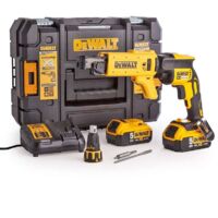 Dewalt – Visseuse à placo 18V sans fil – Moteur sans charbon – 2 batteries 5.0Ah – Chargeur à bande – Vitesse 4400tr/min pour espaces étroits