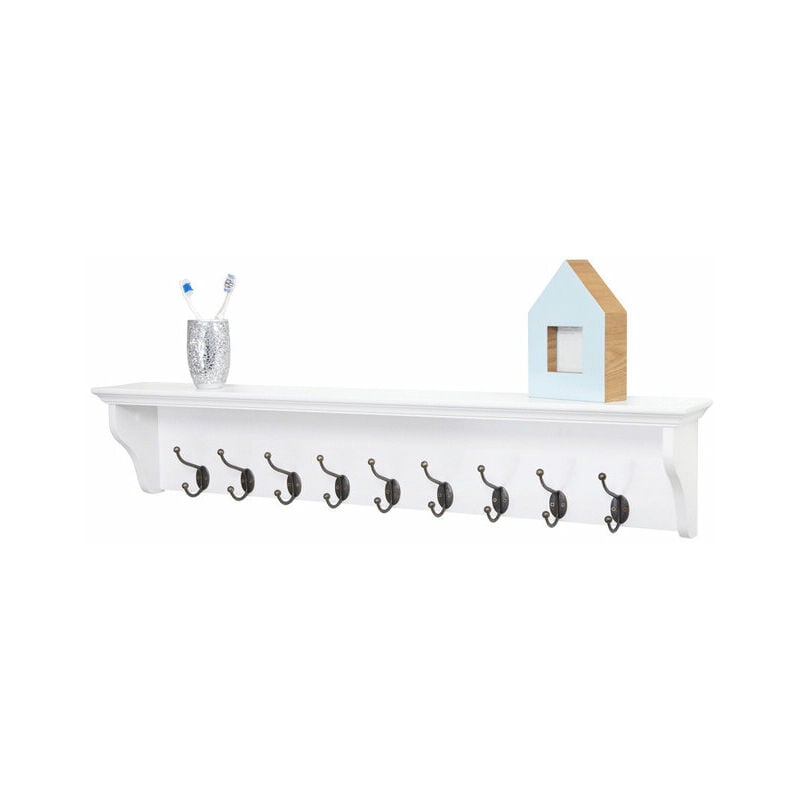 Richmond Coat Rack with 9 Hooks // Wall-mounted Storage Shelf for
