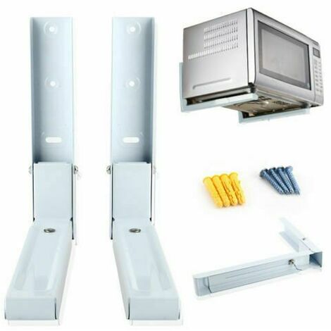 Extendable White Wall BRACKETS for Microwave, TV, Aquarium, Wall-mounted Steel Rack, holds up to 40kg