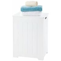 Pendeen White Wooden Laundry Cabinet // Scandinavian-inspired Storage Bin for Bathroom or Bedroom - White