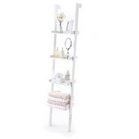 Sennen Ladder Shelf // White Wooden Leaning Bookcase with 4 Tiers - White