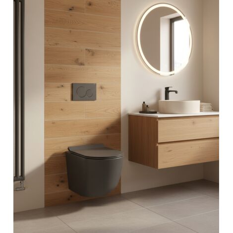 WC Suspendu Sans Bride AM.PM - Abattant Soft Close - Cuvette Sans Rebord Hygiénique - Design Moderne - Garantie 5 Ans