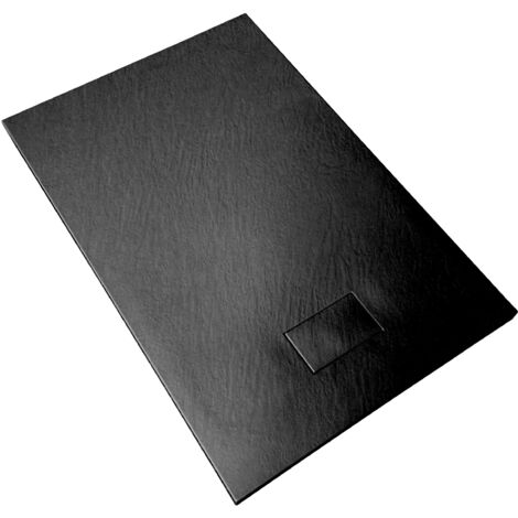 Giorgy – Receveur de douche à poser effet pierre en SMC 70 x 120 cm – Antidérapant – Bonde 90 mm incluse – Hauteur 2,6 cm – Noir RAL 7021 - CM 70 X