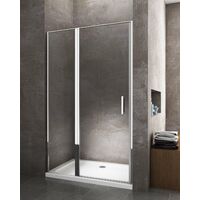 Porte de douche de 6 mm avec un petite paroi et une porte à battant dans la même ligne – 97-100 cm