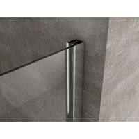 Porte de douche de 6 mm avec un petite paroi et une porte à battant dans la même ligne – 97-100 cm