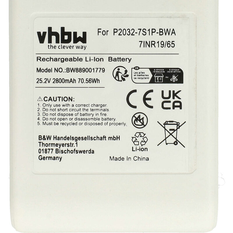 vhbw Batería compatible con Xiaomi G10 Plus, aspiradora blanco (2800 mAh,  25,2 V, Li-Ion)