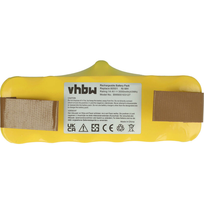 vhbw battery compatible with iRobot Roomba 866, 872, 882, 882E, 886 vacuum  cleaner, Home Cleaner (3000mAh, 14,4V, NiMH)