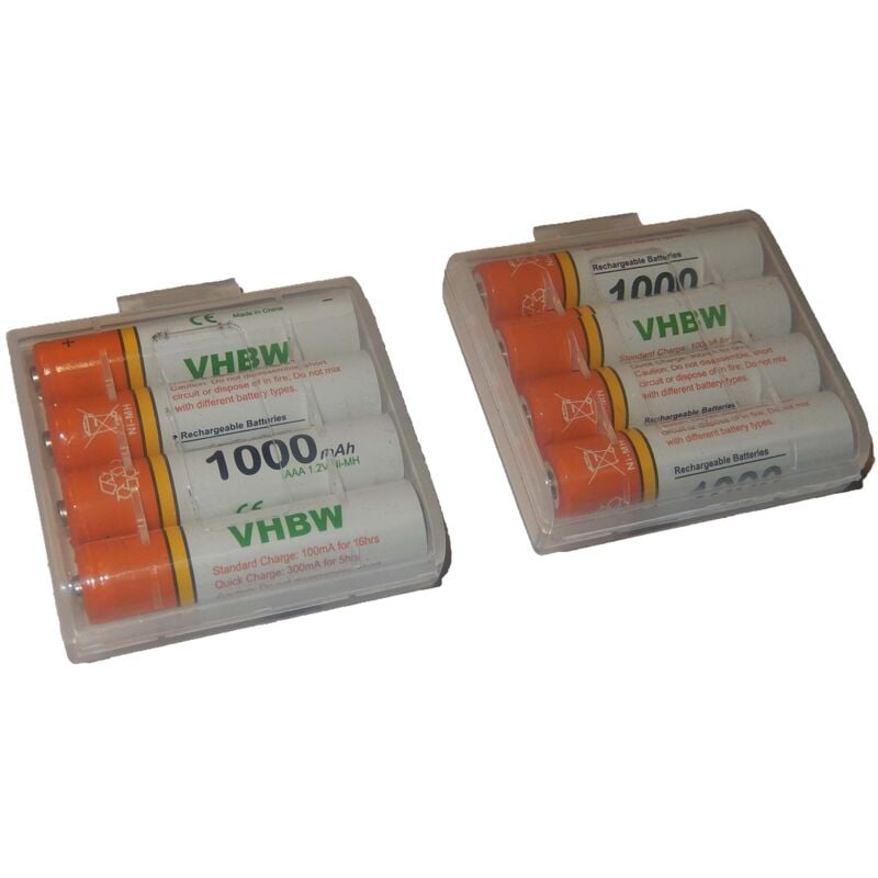 vhbw 8x Replacement AAA Micro Battery compatible with Samsung Gigaset A220, A400, A400A, A415, A415A, A500 (1000mAh, 1.2V, NiMH) orange